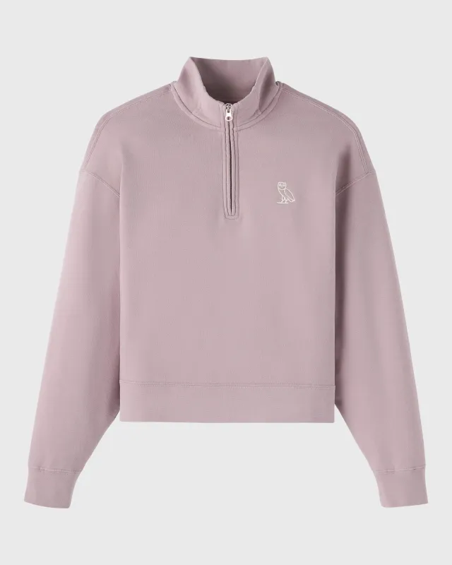 Relaxed-Fit Quarter-Zip Mockneck Sweatshirt - Purple Fog sold by OVO