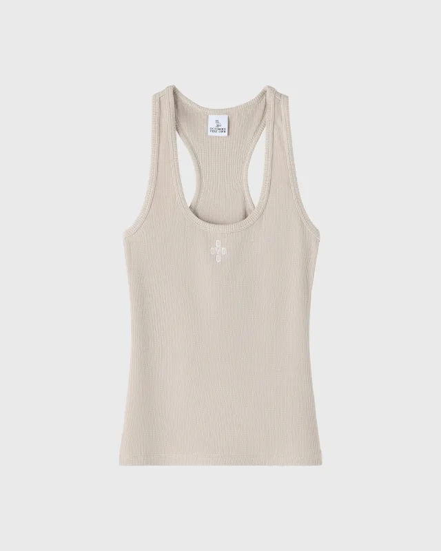 Pom Pom Scoopneck Tank Top - Sand sold by OVO