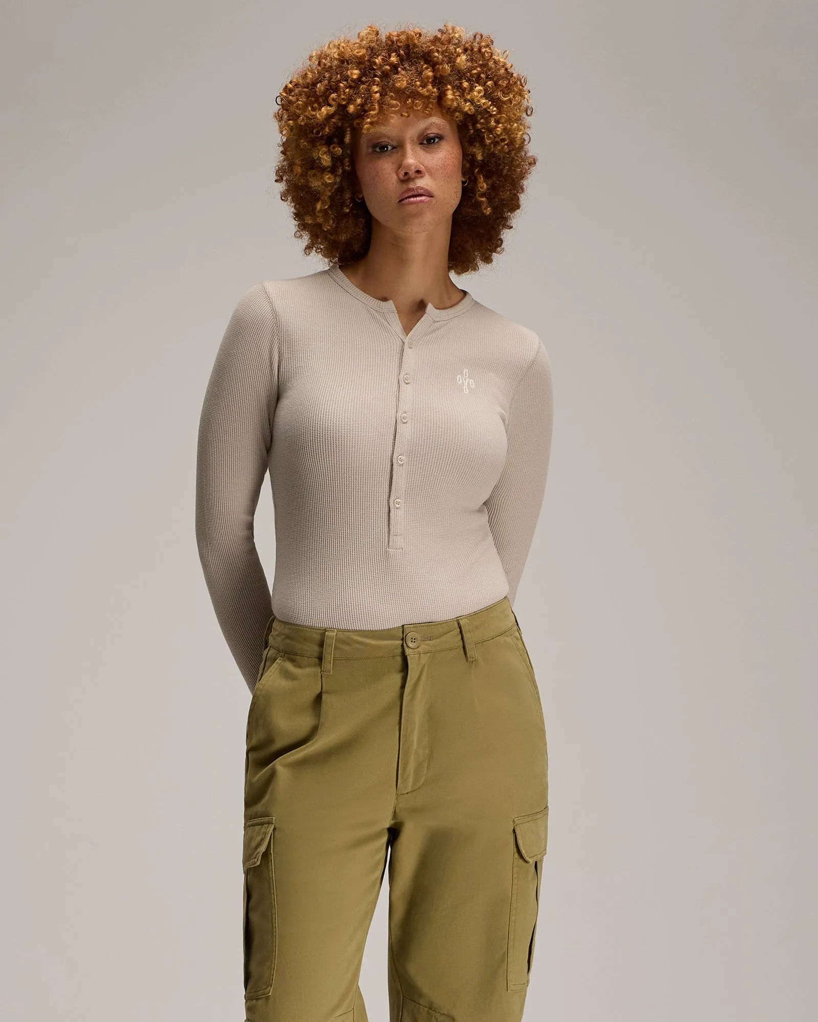 Pom Pom Henley Bodysuit - Sand sold by OVO product image thumbnail 3