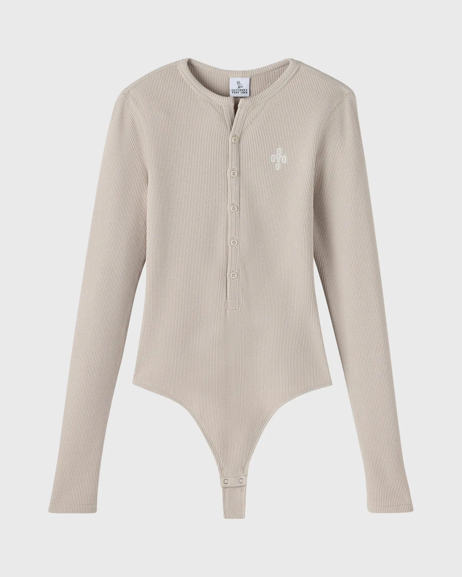Pom Pom Henley Bodysuit - Sand sold by OVO