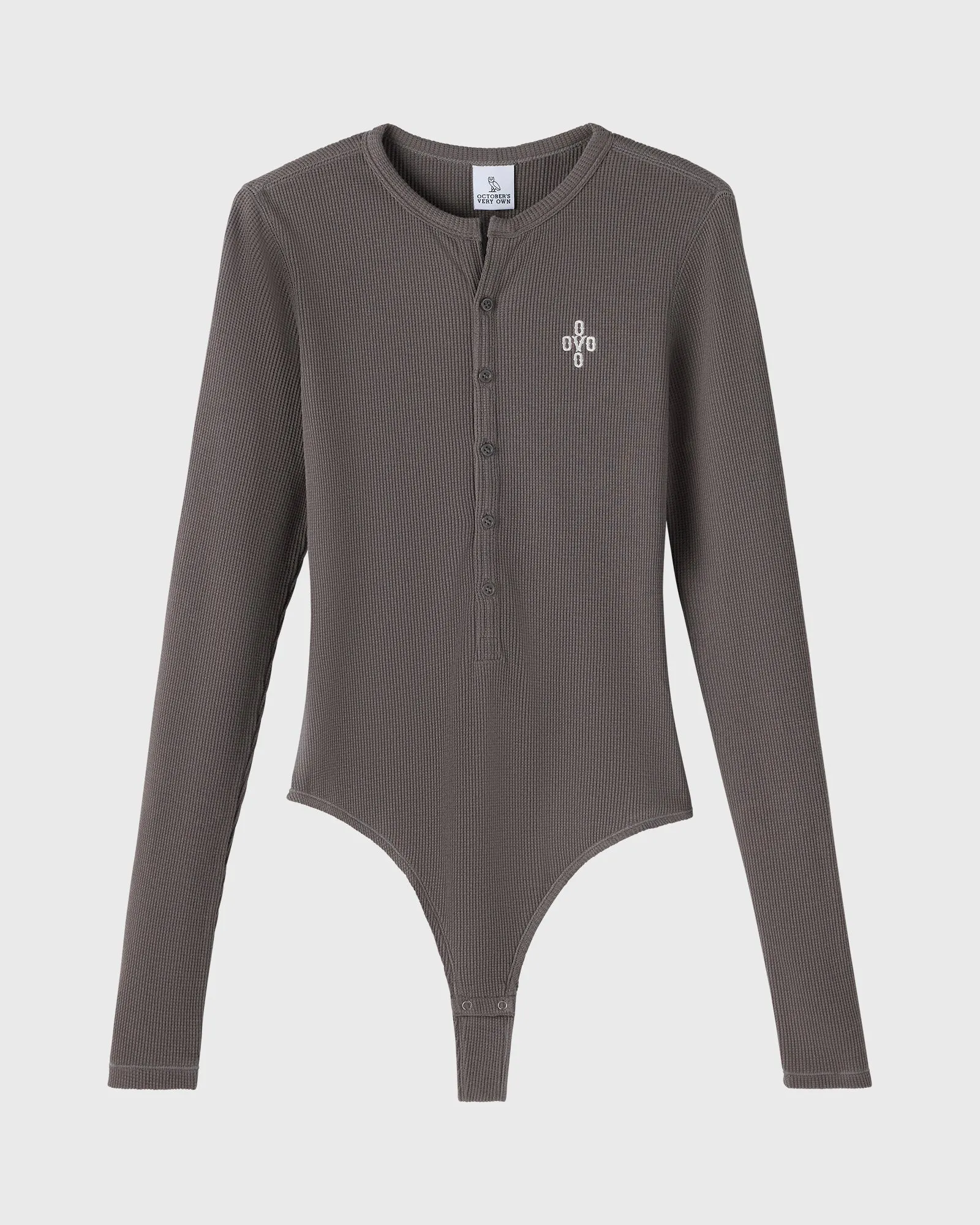 Pom Pom Henley Bodysuit - Granite sold by OVO