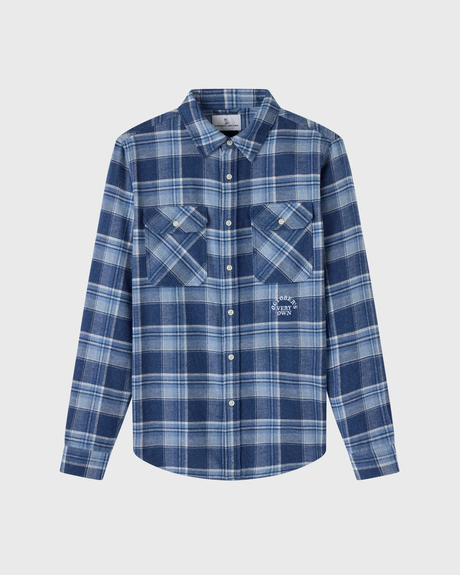 Heather Plaid Flannel Shirt - Blue sold by OVO