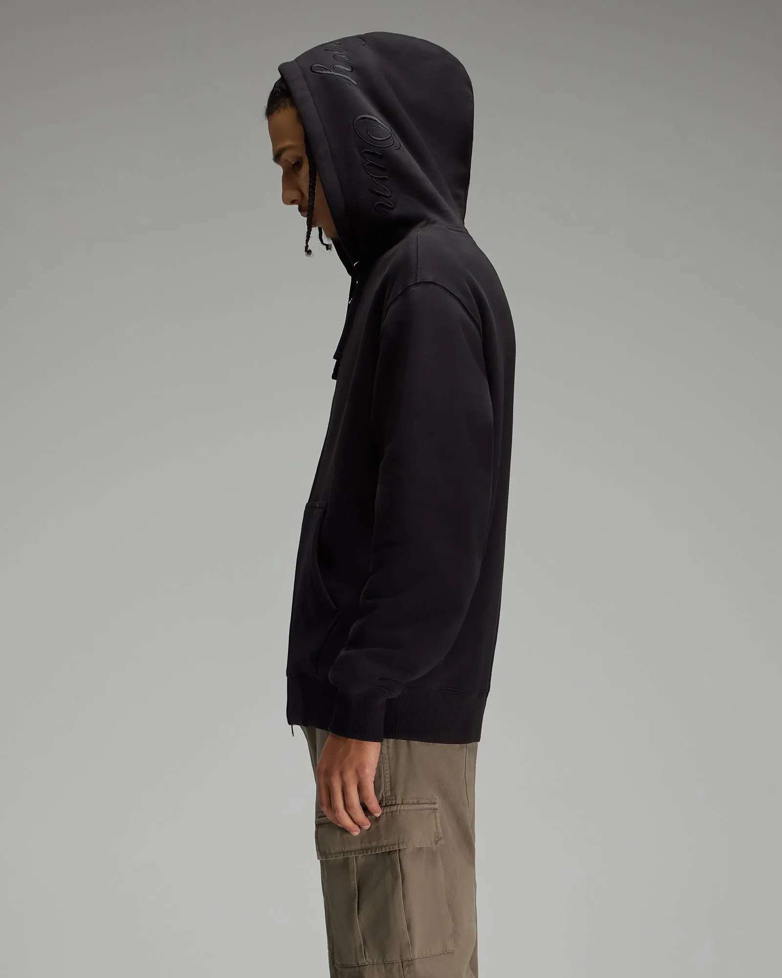 Waffle-Lined Full-Zip Hoodie - Black sold by OVO product image thumbnail 4