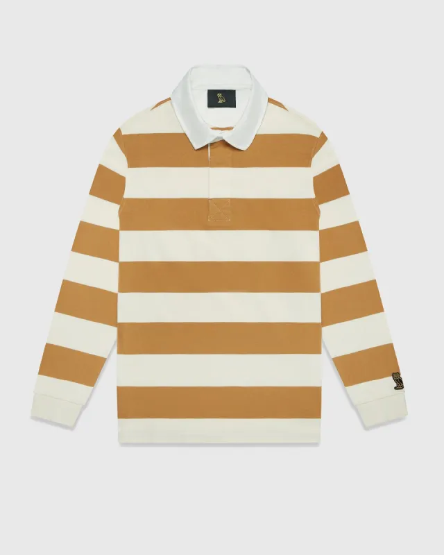 Striped Rugby Polo - Sand/Cream sold by OVO