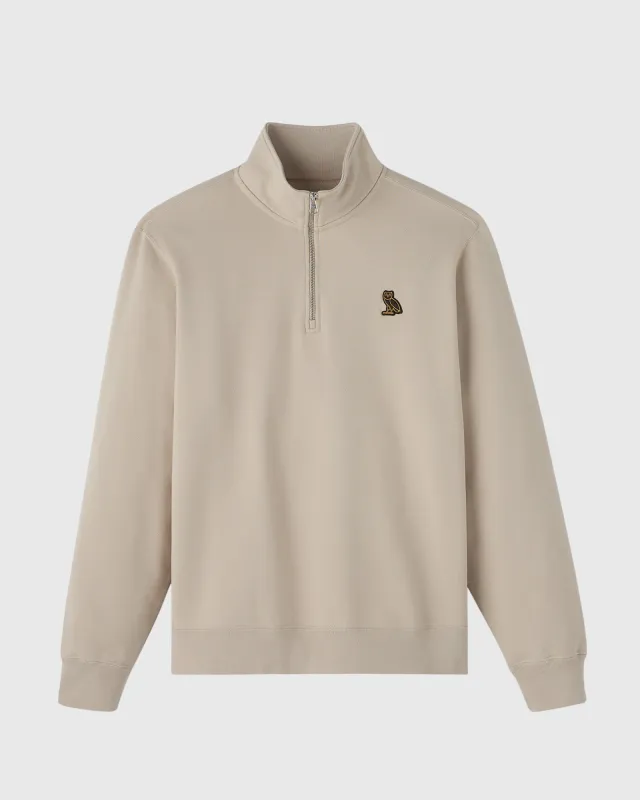 Classic Quarter-Zip Mockneck Sweatshirt - Sandstone sold by OVO
