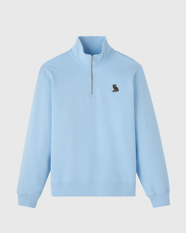 Classic Quarter-Zip Mockneck Sweatshirt - Light Blue sold by OVO