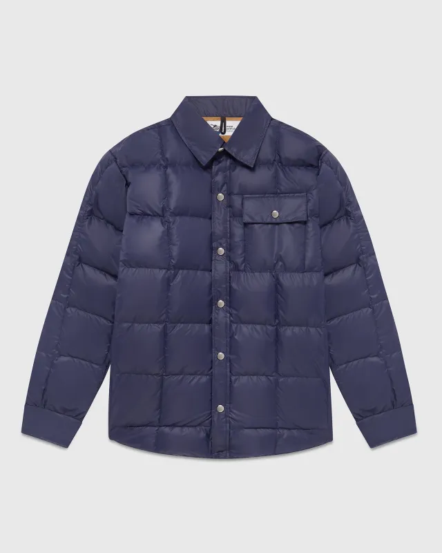 Crescent Down Works Down Shirt - Navy sold by OVO