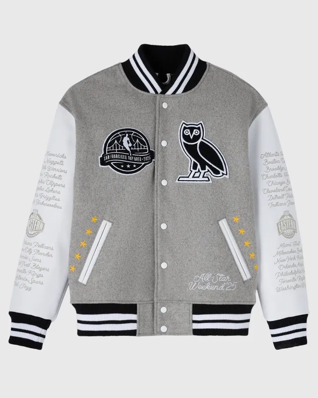 NBA  All-Star Varsity Jacket - Heather Grey/White sold by OVO