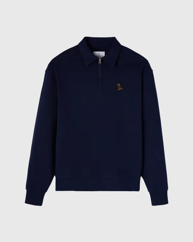 Quarter-Zip Polo Sweatshirt - Navy made by OVO