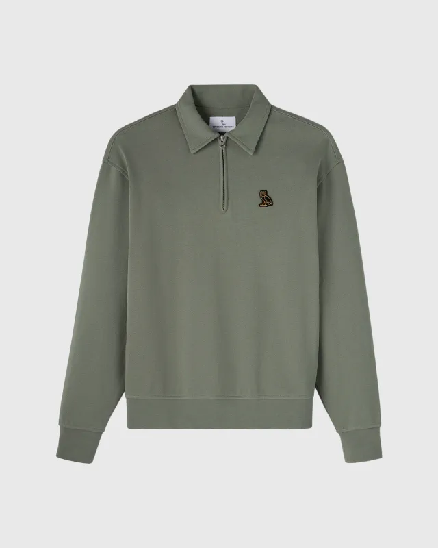 Quarter-Zip Polo Sweatshirt - Olive sold by OVO