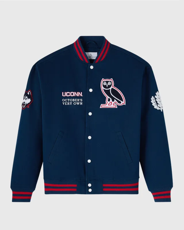 UCONN Huskies Varsity Jacket - Navy made by OVO