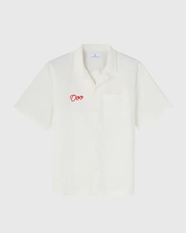 Rose Drop Poplin Camp Shirt - White sold by OVO