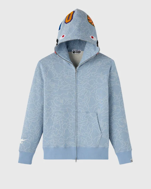 BAPE® Neon 1st Camo Shark Full-Zip Hoodie - Light Indigo made by OVO