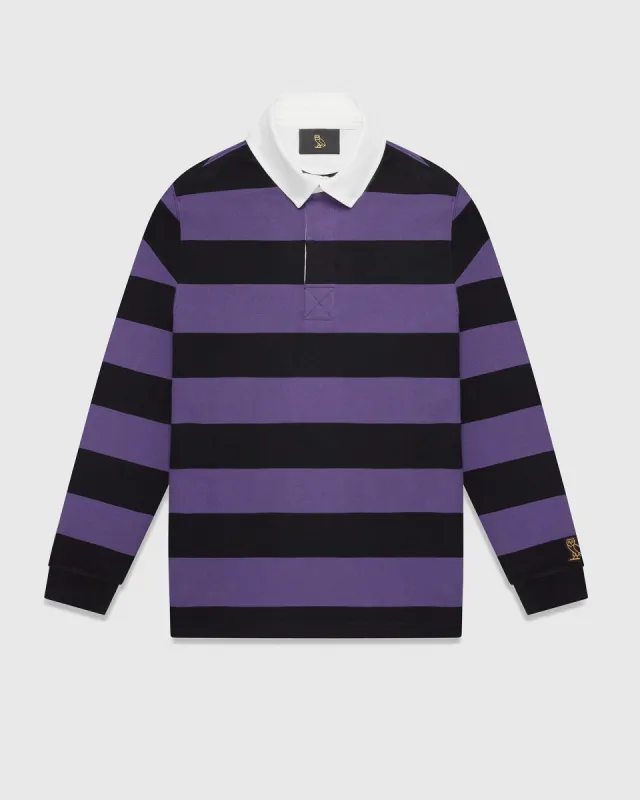 Striped Rugby Polo - Purple/Black sold by OVO