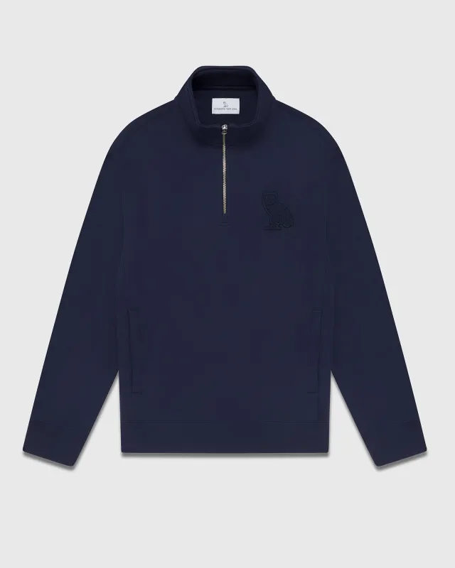 Signature Quarter Zip Mockneck Sweatshirt - Navy sold by OVO