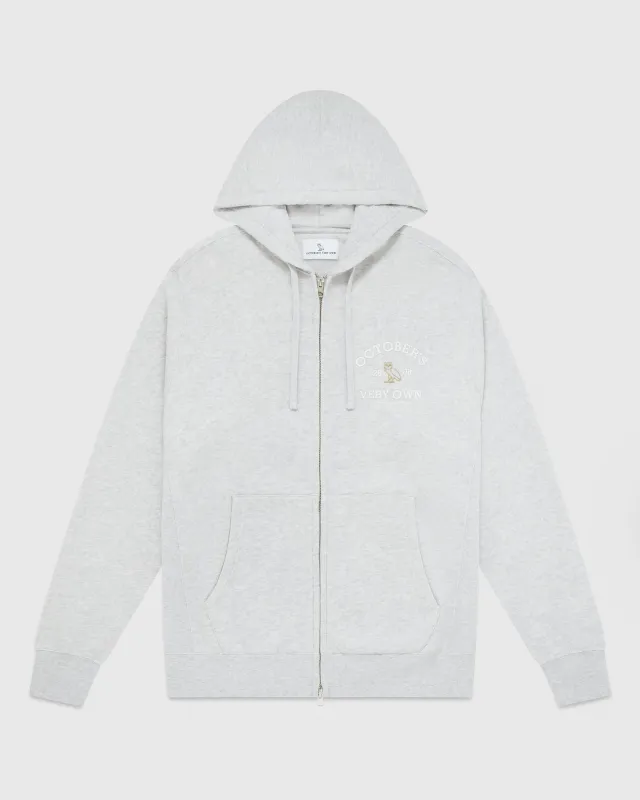 Collegiate Full-Zip Hoodie - Ash Heather Grey sold by OVO