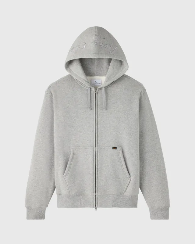 Waffle-Lined Full-Zip Hoodie - Heather Grey sold by OVO
