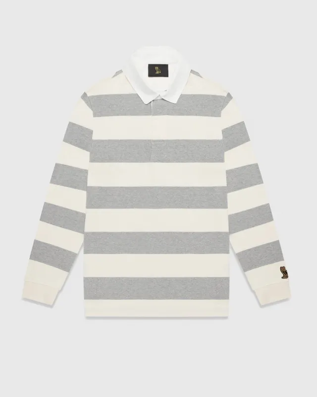 Striped Rugby Polo - Heather Grey/Cream sold by OVO
