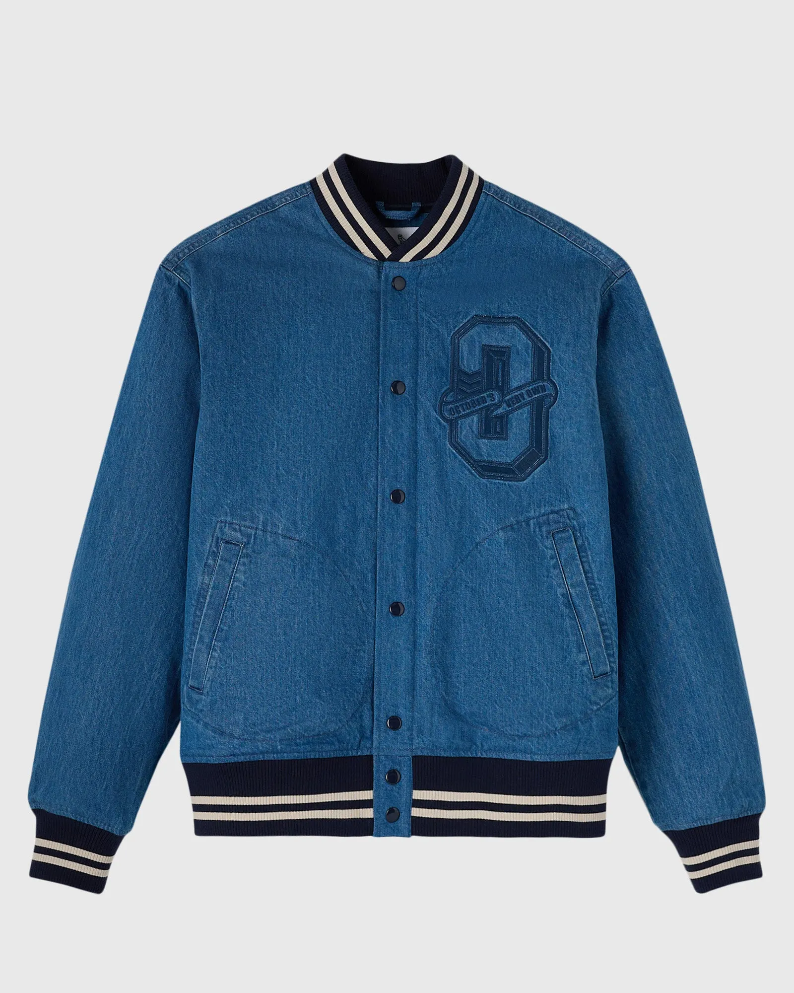 Denim Varsity Jacket - Rinse Wash sold by OVO