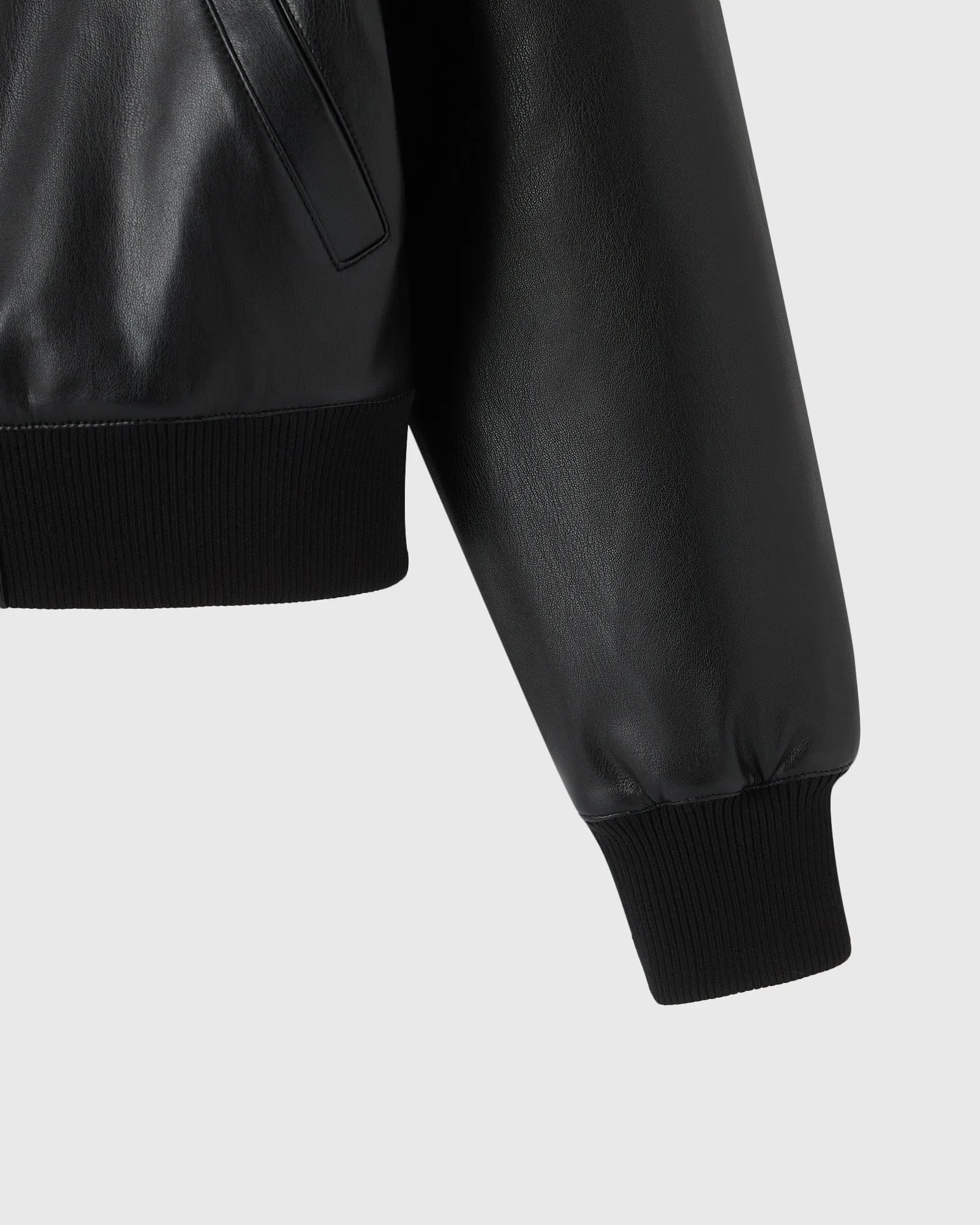 Pom Pom Faux-Leather Bomber Jacket - Black sold by OVO product image thumbnail 4