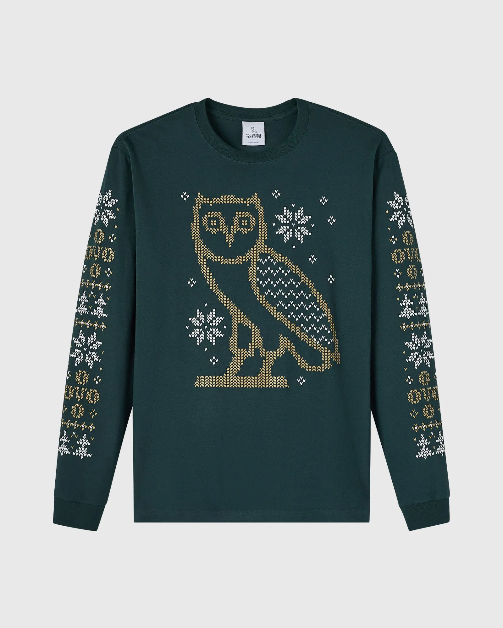 Snowflake Owl Long-Sleeve Tee - Midnight Green sold by OVO