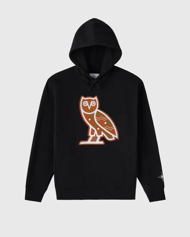 Gingerbread Owl Hoodie - Black sold by OVO