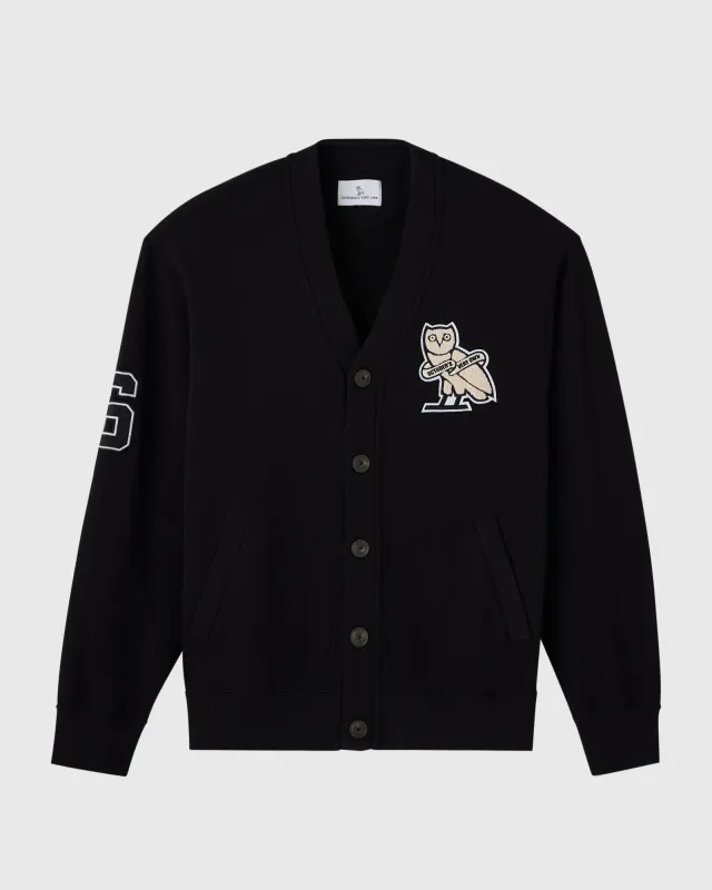 Owls Varsity Fleece Cardigan - Black made by OVO