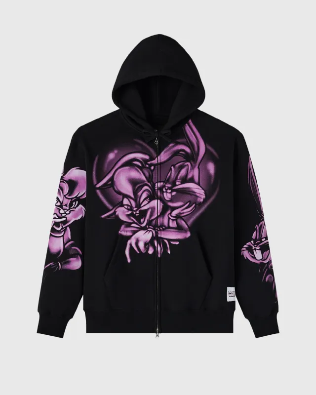 Looney Tunes Airbrush Full-Zip Hoodie - Black sold by OVO