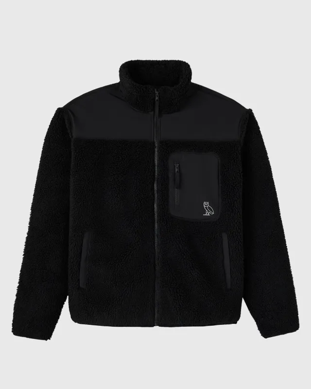 DEEP PILE SHERPA JACKET - BLACK made by OVO