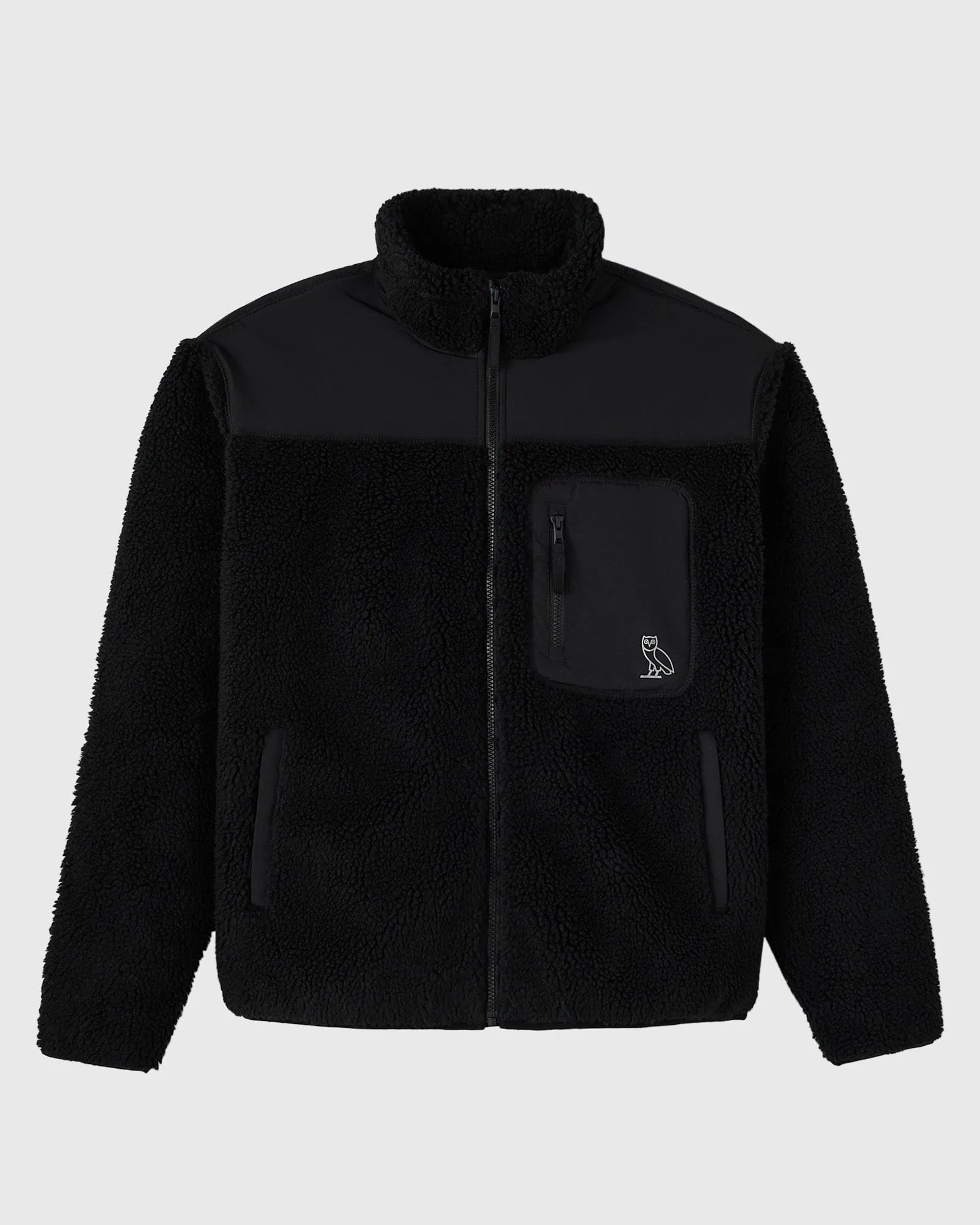 DEEP PILE SHERPA JACKET - BLACK sold by OVO