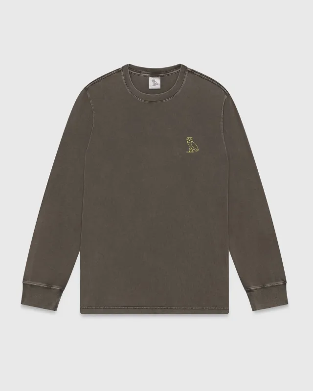 Muskoka Garment Dyed Longsleeve T-Shirt - Brown sold by OVO