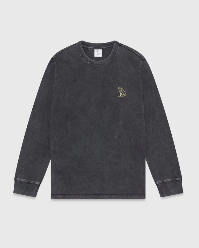 Muskoka Garment Dyed Longsleeve T-Shirt - Black sold by OVO
