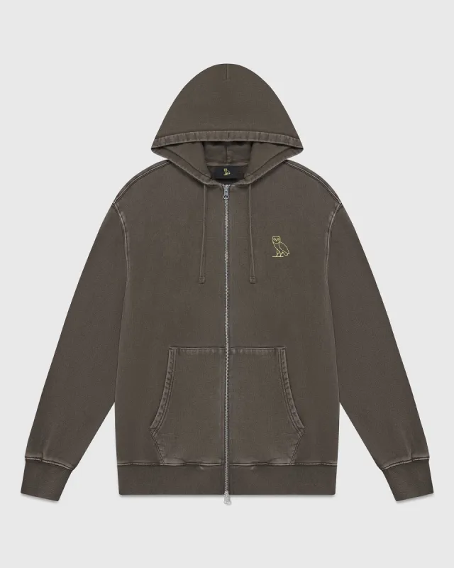 Muskoka Garment Dyed Full-Zip Hoodie - Brown | Parallel