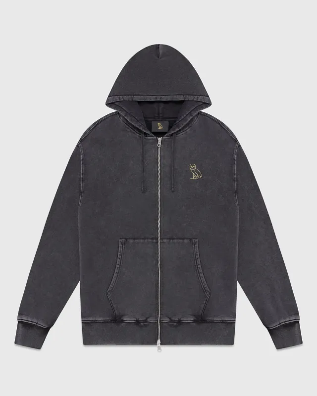 Muskoka Garment Dyed Full-Zip Hoodie - Black sold by OVO