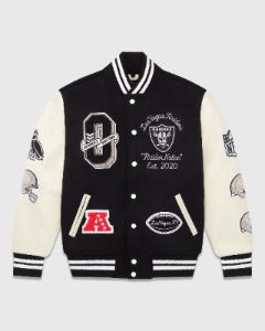 NFL LAS VEGAS RAIDERS VARSITY JACKET - BLACK sold by OVO