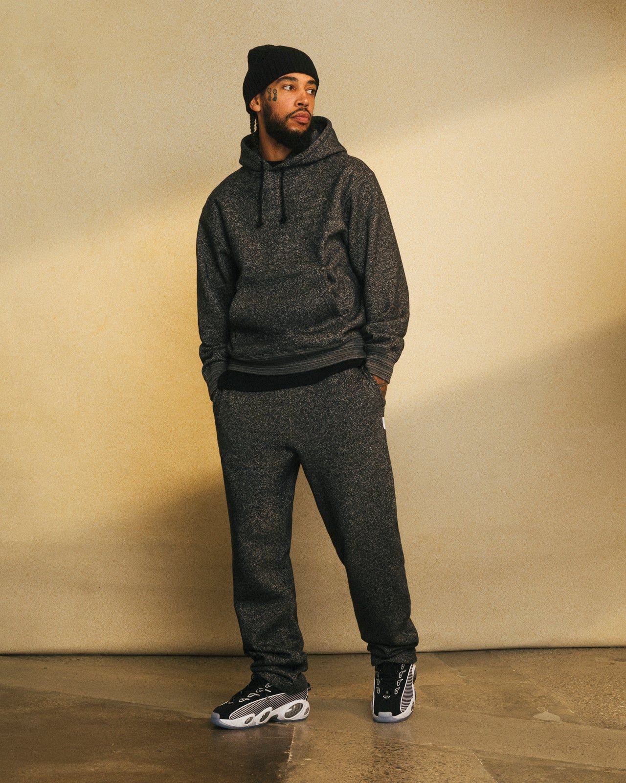 Speckle Fleece Open Hem Sweatpant - Black sold by OVO product image thumbnail 2