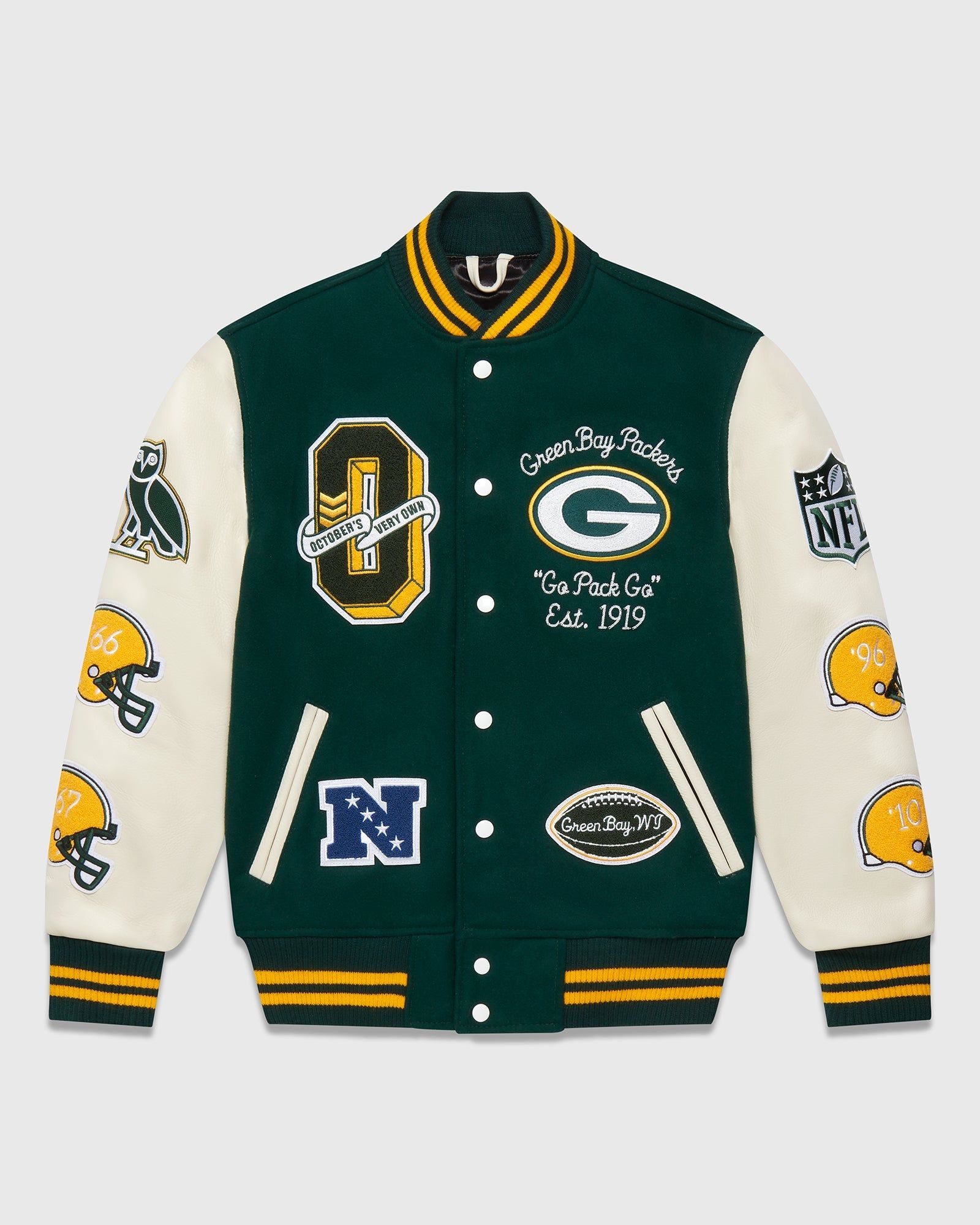 NFL GREEN BAY PACKERS VARSITY JACKET - GREEN sold by OVO