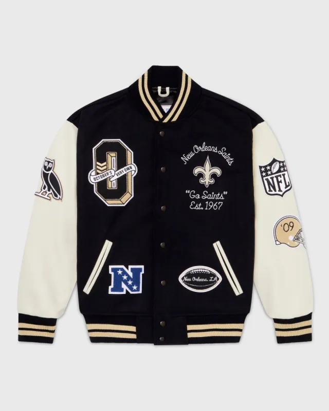 NFL New Orleans Saints Varsity Jacket - Black sold by OVO