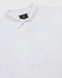 Longsleeve Pique Polo With Crest - White sold by OVO