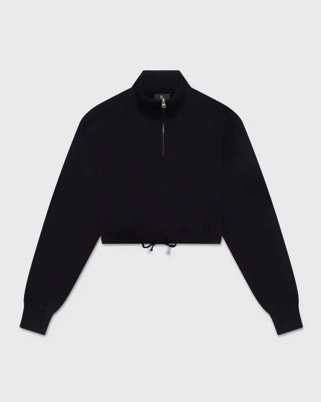 Quarter Zip Mockneck Sweatshirt - Black sold by OVO