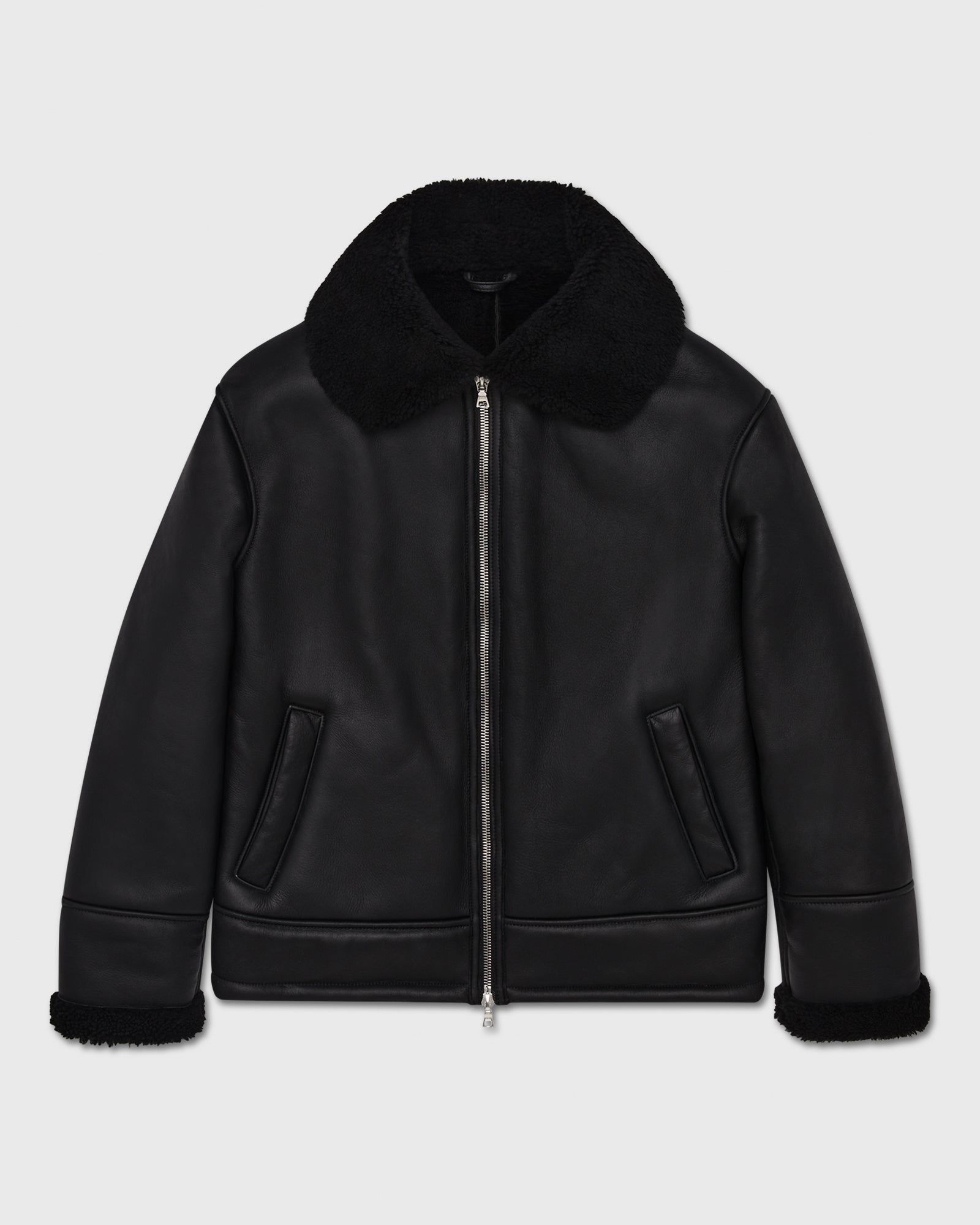Leather Aviator Jacket - Black sold by OVO