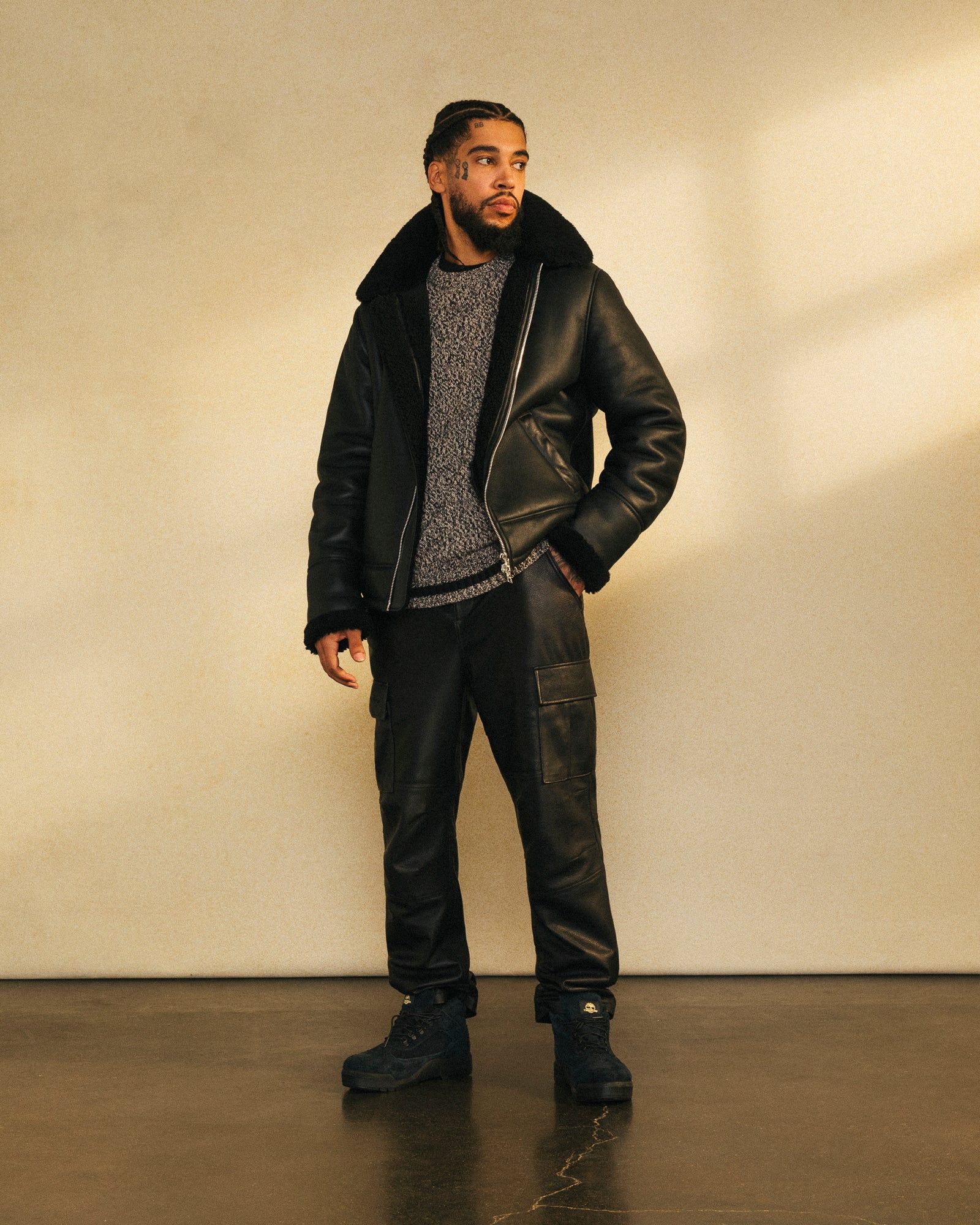 Leather Aviator Jacket - Black sold by OVO product image thumbnail 2