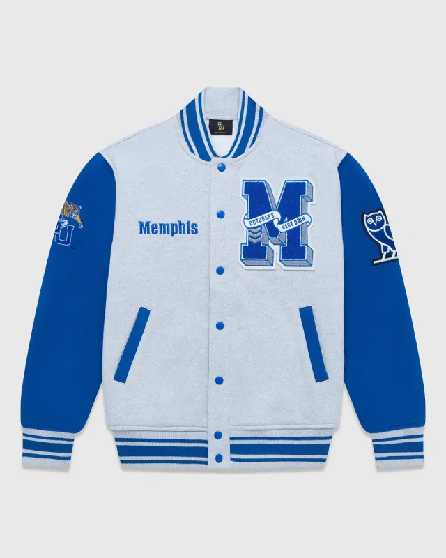 NCAA Memphis Tigers Fleece Varsity Jacket - Grey/Memphis Blue sold by OVO