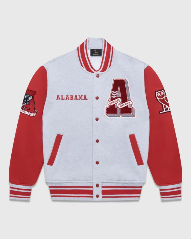 NCAA Alabama Crimson Tide Fleece Varsity Jacket - Grey/Alabama Red sold by OVO
