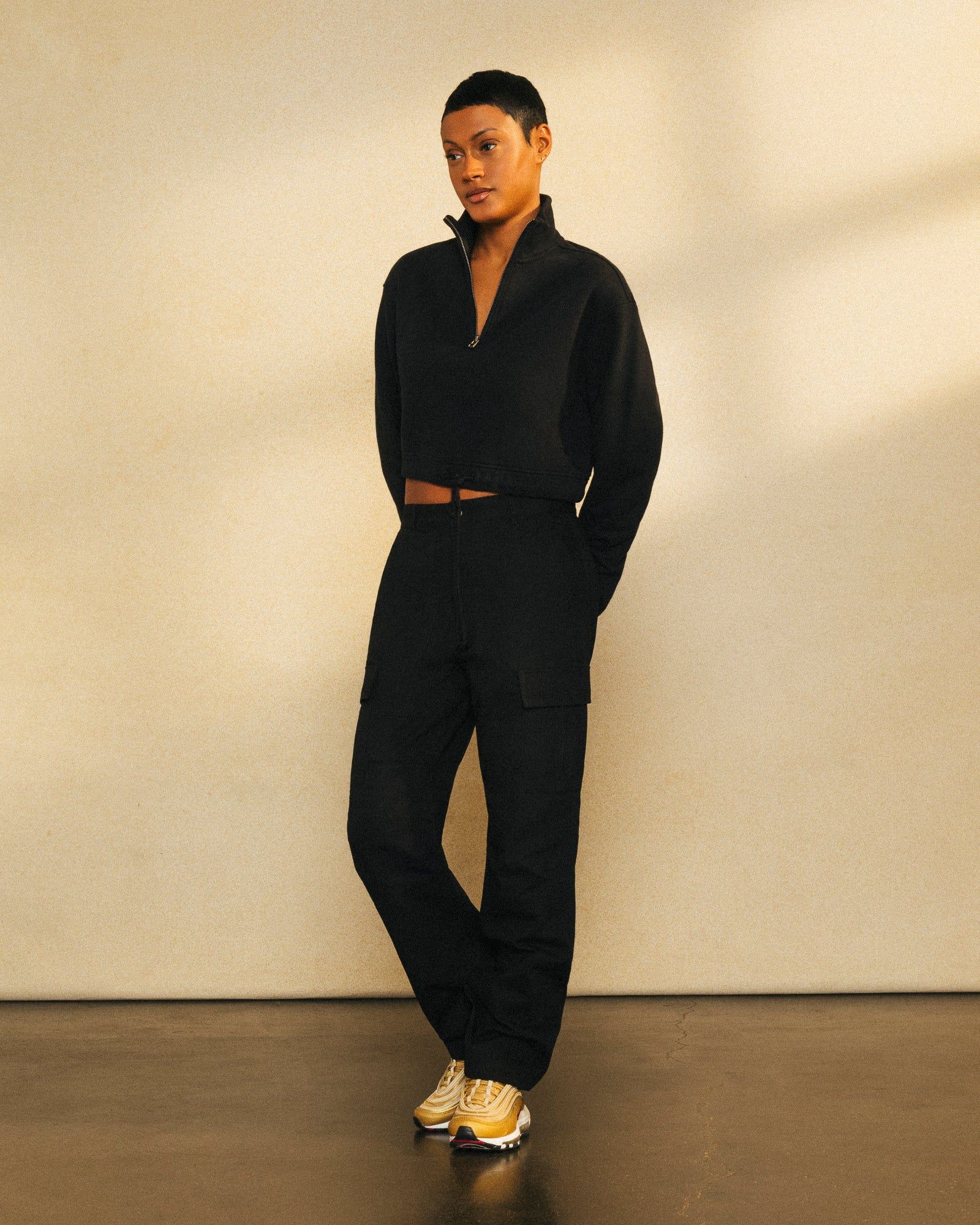 Quarter Zip Mockneck Sweatshirt - Black sold by OVO product image thumbnail 2