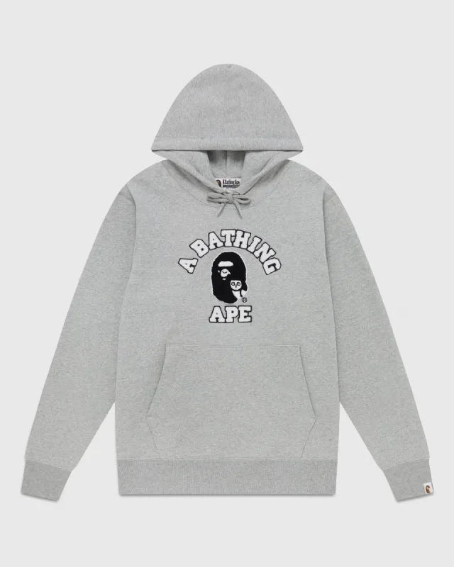 BAPE Chenille College Hoodie - Heather Grey sold by OVO
