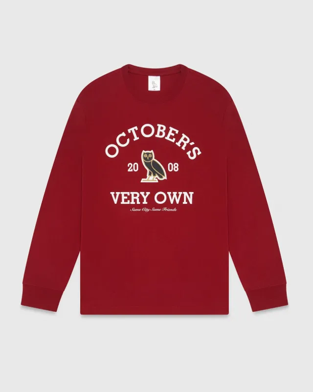 Collegiate Longsleeve T-Shirt - Scarlet sold by OVO