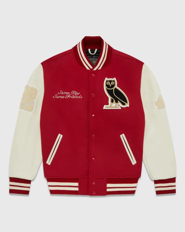 Collegiate Jacket - Red/Cream sold by OVO