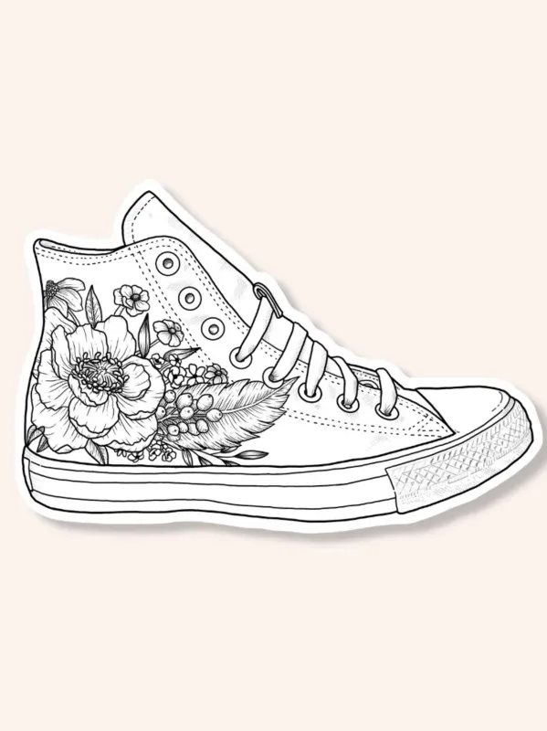Floral High Top Sticker sold by Blondie Apparel