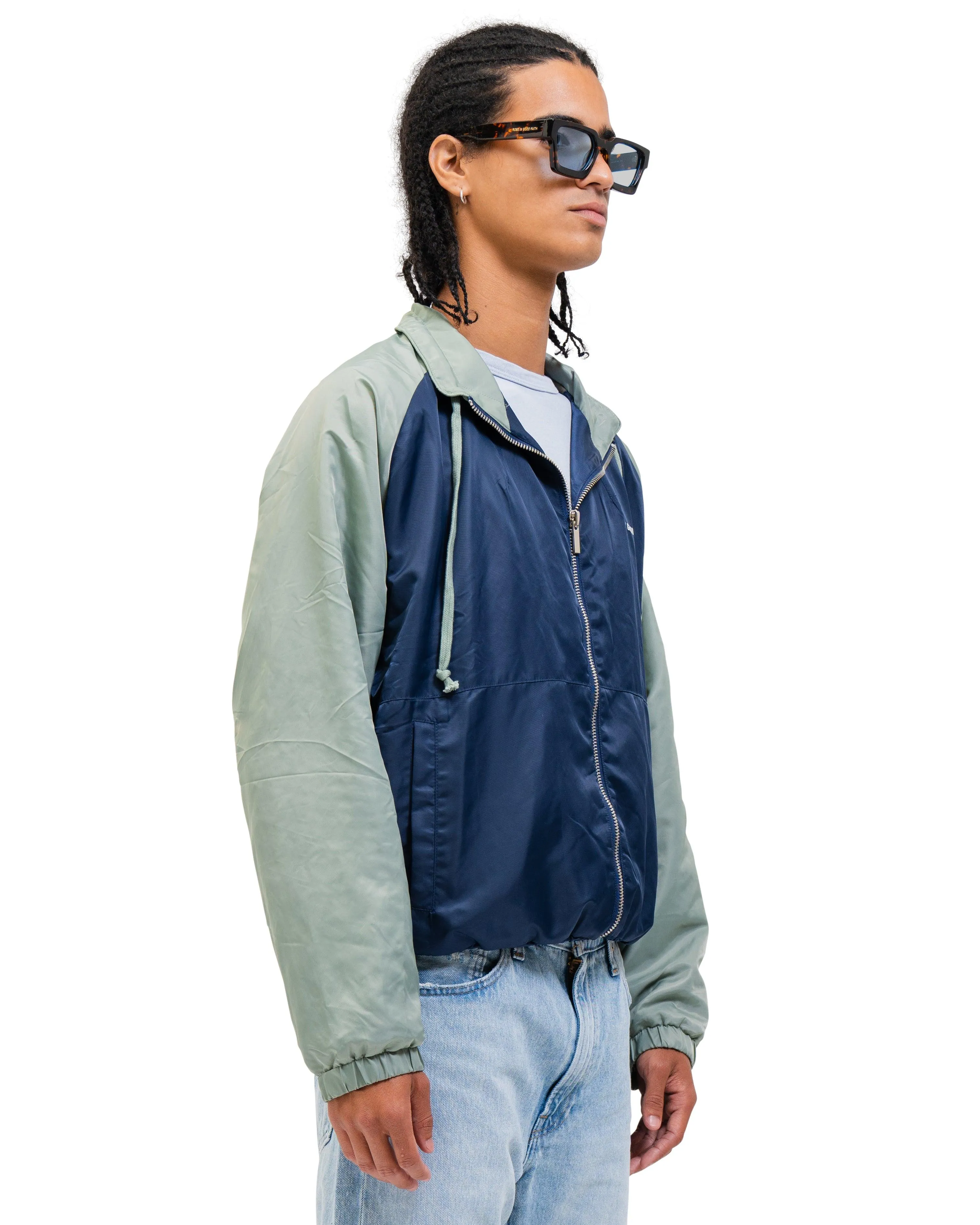 SUEDE LINED TRACK BOMBER NAVY/GREEN sold by ROSE IN GOOD FAITH product image thumbnail 2